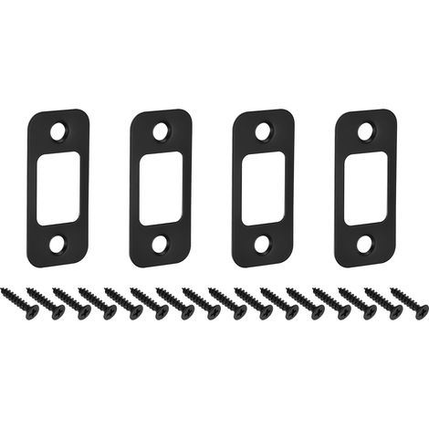 4Pcs Pièce de Rechange pour Plaque de Serrure, 57mm x 25,5mm Plaque de Verrou de Pêne Dormant en Acier Inoxydable pour Plaques de Frappe de Porte pour Cadre de Porte, Noir (1/5)