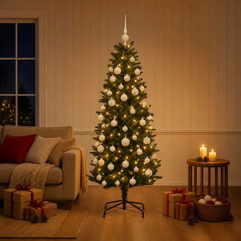 vidaXL Artificial Christmas Tree with Bauble 150 cm 150 LEDs (1/5)
