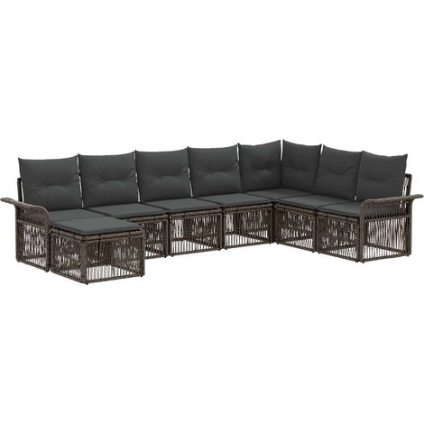 vidaXL Set Divano da Giardino 8 pcs Grigio polyrattan