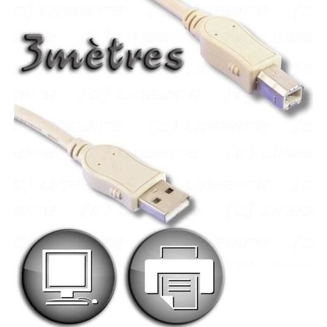 USB 2.0 A Male / Type B Male Cable 3m (1/2)