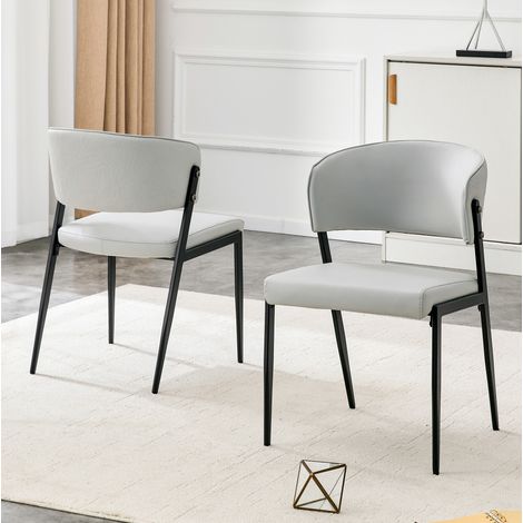 Chaise de salle à manger 51x49x78 cm en PU gris clair, gain de place salon FloraGrace (1/5)
