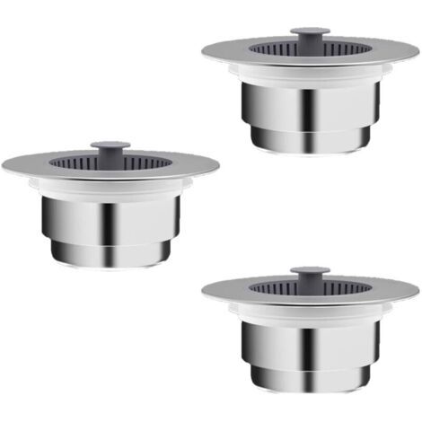 Pair Bouchons de filtre d'évier en acier inoxydable, ensemble de crépines d'évier de cuisine (3 pièces), anti-obstruction (1/5)
