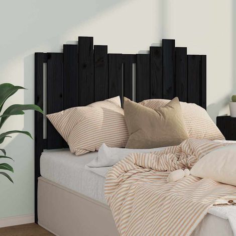 vidaXL Cabecero de cama madera maciza de pino negro 126x4x110 cm (1/5)