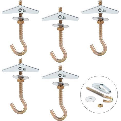 Crochet de plafond en acier galvanisé 85mm Capacité de charge 15 kg Lot de 5 crochets pour luminaires et objets légers (1/5)