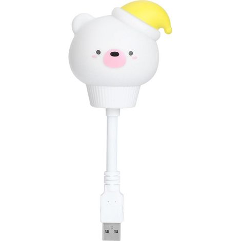 Veilleuse LED USB en forme d'animal mignon, lampe de couchage douce pour bébé, cadeau pour enfant, ours blanc, 16cm (1/5)