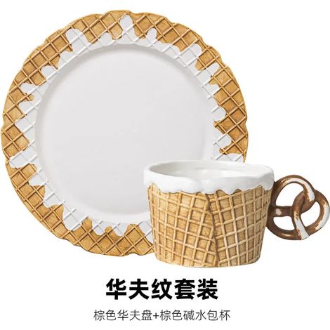 Mug en céramique, assiette à petit-déjeuner et dessert, mug à lait, tasse à thé mignonne à motif dessin animé, cadeau d'anniversaire