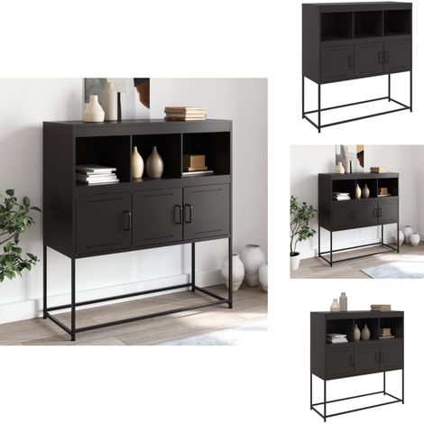 Sideboard Schwarz 100,5x39x107 cm Kaltgewalzter Stahl - Sideboard - Schreibtisch - Wohnzimmermöbel - Metallschrank - Schwarzer Schrank (1/5)