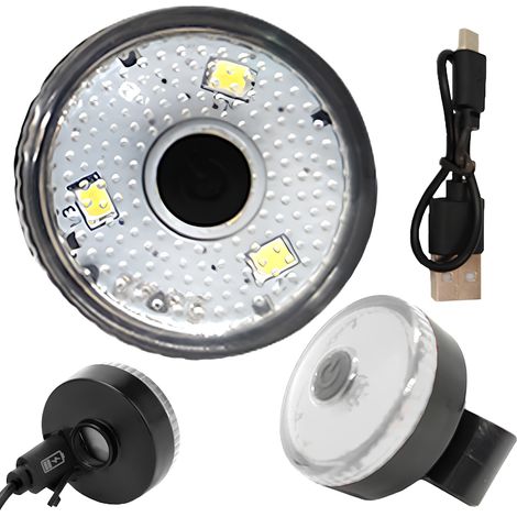 Faro anteriore rotondo a LED bianco per bicicletta con USB e fascia in gomma resistente agli schizzi. (1/5)