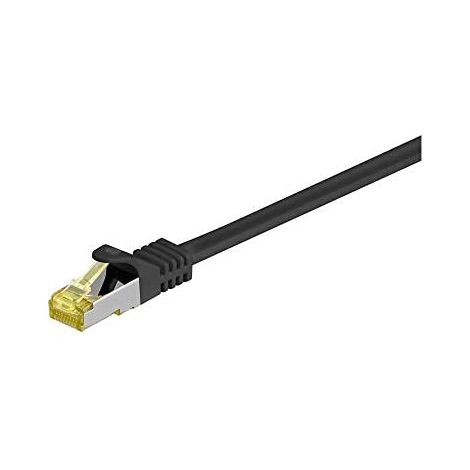RJ45 Câble Patch, CAT 6A S/FTP (PiMF), 500 MHz, avec CAT 7 Câble Brut, noir, gaine de câble LSZH sans halogène, cuivre, connecteur RJ45 (CAT 6A). Longueur de câble 5 m (1/2)