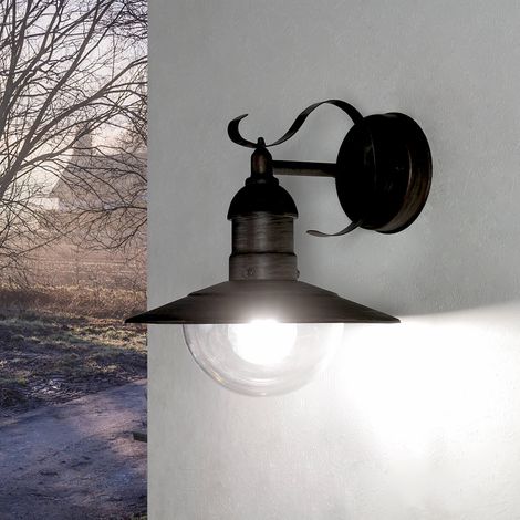 Rustikale Außenleuchte in Gold Antik wetterfest E27 Wandlampe Garten