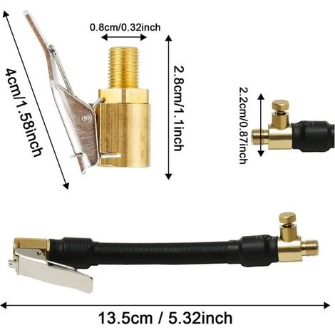 Adaptateur de Valve pour Pneus Voiture, Vélo et Moto – 2 Embouts en Laiton pour Gonflage avec Pompe ou Compresseur – Raccord Universel (1/3)