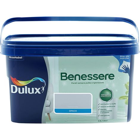 Dulux Benessere Pittura Colorata all'Acqua per Interni Superlavabile Anti Muffa Anti Batteri con Ioni D'Argento, 2.5 Litri, Lavanda, 2.5L (1/3)