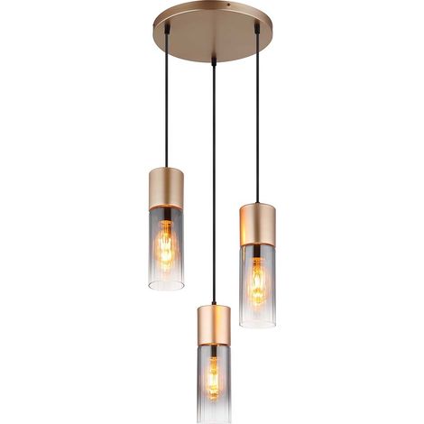 Hängeleuchte Pendelleuchte Deckenlampe Cappuccino Rauchglas E27 H 120 cm