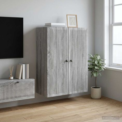 vidaXL Armoire Murale Sonoma gris 66 x 34,5 x 90 cm Bois d'ingénierie (1/5)