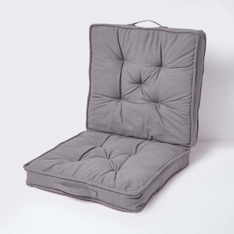 HOMESCAPES Charcoal Grey Cotton Travel Support Booster Cushion (1/5)