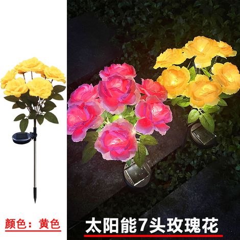 Strauß aus 7 künstlichen Rosen mit gelber LED-Beleuchtung, ideal für Hochzeiten und Valentinstag. Auch im Großhandel erhältlich. (1/5)
