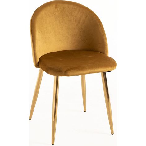 Sillas Comedor - Silla Vint Terciopelo Golden - Amarillo (1/5)