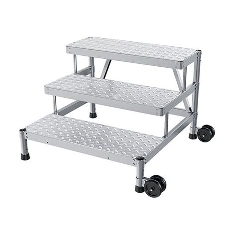 Trittleiter aluminium - 3 Stufen - Breite 1.50m – Seitenräder - MP3-150-RL