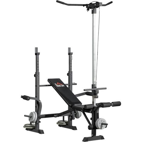 Banc de musculation multifonction réglable pour entraînement complet, inclinaison et couchage, dimensions 180x134x200cm (1/5)