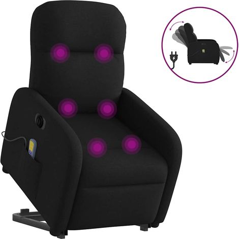 Elektrischer Massagesessel mit Aufstehhilfe Schwarz Stoff