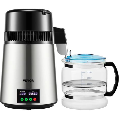 Distillateur d'eau, vitesse de distillation de 0,3 gal/h, baril en acier inoxydable 304, Argent (1/2)