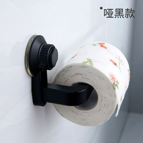 Qualité maison porte-serviettes en papier sans poinçon cuisine ventouse rouleau papier étagère serviette étagère de rangement salle de bain organisateur noir (1/3)