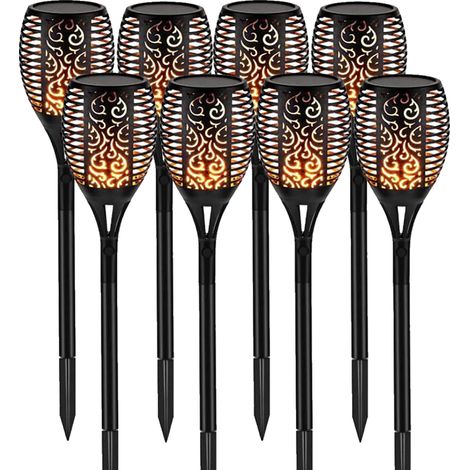 8-Pack 12 LED Solar Flame Torch Light Waterproof Solar Light Outdoor Lighting Flickering Landscape Lawn Lamp Garden Decoration (1/5)