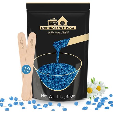 Cream Wax Beads 450g Beginners with 10 Wooden Spatulas Cream Wax Beads Formulated for Beginners with 10 Wooden Spatulas for Bikini, Legs (1/5)