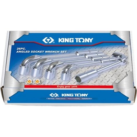 Jeu de 26 clés à pipe débouchées 6-32mm – 12 pans – Accès facilité dans espaces restreints – Pour mécanique et bricolage – King Tony