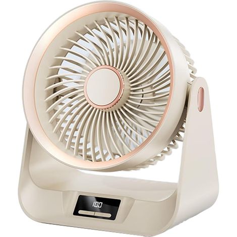 Ventilateur de bureau portable avec fonction minuterie, 5 vitesses de ventilation, rechargeable et angle réglable (1/5)