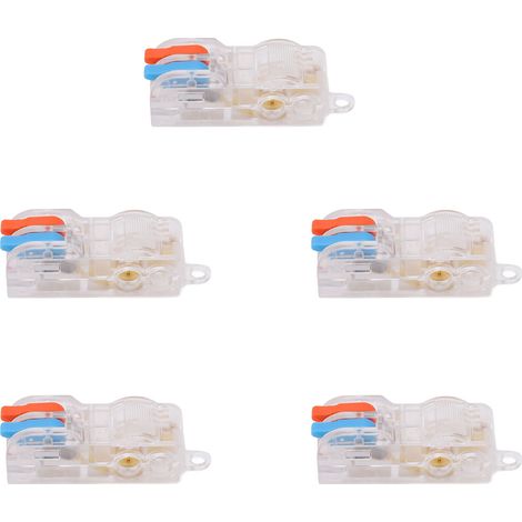 Lot de 5 connecteurs à levier pour câbles, répartiteur en T à 2 ports, câblage rapide, bornier à insertion rapide, T22A 250V 32A (1/5)