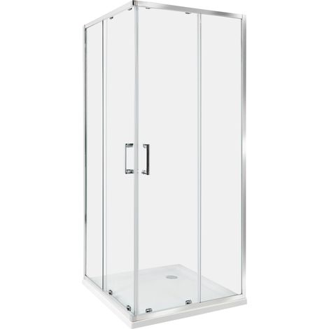 Box Doccia Vetro Temperato Telaio Alluminio Doppia Porta 80 x 80 x 185 cm Tela (1/5)