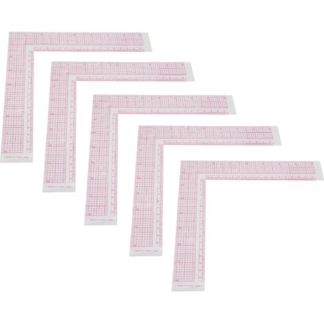 Ensemble de 5 règles de couture professionnelles en plastique transparent de haute précision en forme de L, adaptées à la confection de vêtements et aux mesures de couture. (1/5)