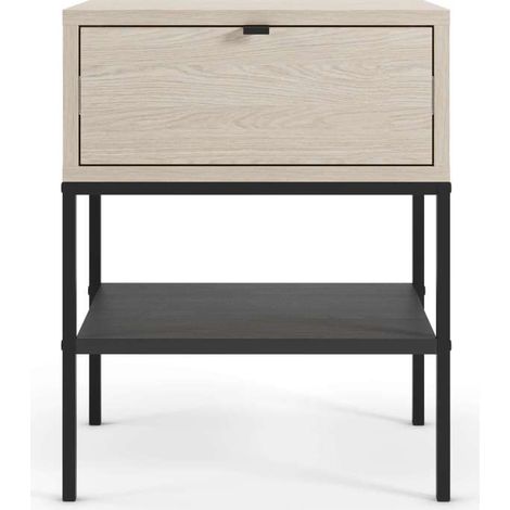 Mesita de noche para dormitorio Sole 1 cajón acabado pusula/negro, 45cm(ancho) 56.4cm(alto) 35cm (fondo) (1/5)