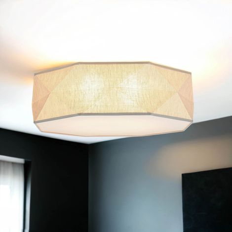Deckenlampe Stoffschirm 4x E27 blendarm Grau-Beige B: 52 cm Modern Deckenleuchte Wohnzimmer
