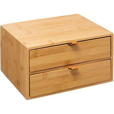 5Five Simply Smart – Boîte de rangement déco 2 tiroirs en bambou 25cm – Dimensions L. 25 x l. 20 x H. 14 cm – Poids 1,44 kg – Couleur naturel