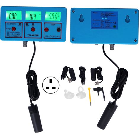 Monitor multiparametrico per la qualità dell'acqua PH-118 con display LCD retroilluminato, misuratore ORP, pH, EC, TDS, CF e temperatura, spina UK, 220V. (1/5)
