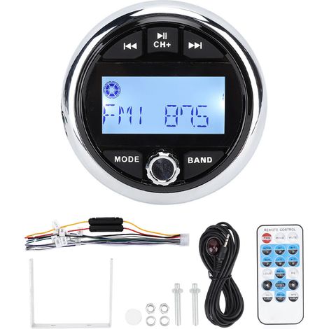 Ricevitore stereo marino a 12 V CC, Bluetooth, lettore MP3, media digitali, audio, musica, per yacht, camper, veicoli da cantiere, barche. (1/4)