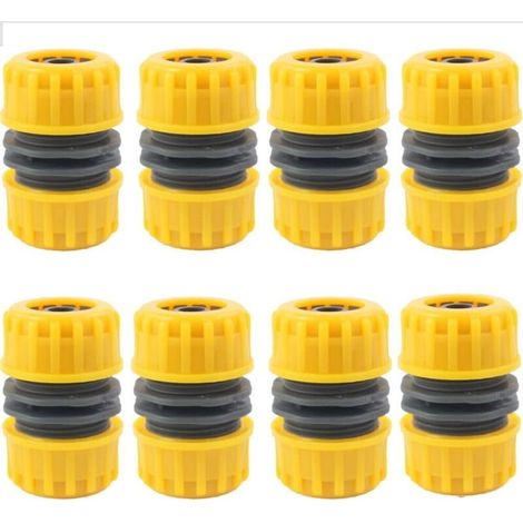 Lot de 8 connecteurs de tuyau double plug pour tuyau d'arrosage 1/2" (jaune) (1/5)