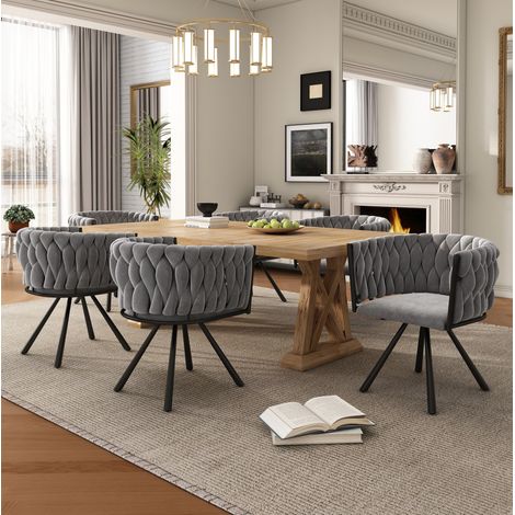 chaise salle a manger pivotante velours gris lot 6 OKMYHOME (1/5)