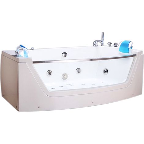 Baignoire hydromassage blanc 180 X 90 cm Chromothérapie 14 jets – Primula (1/5)