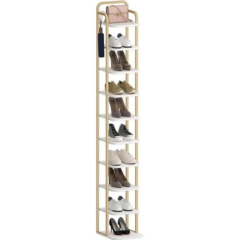 Étagère à Chaussures à 10 Niveaux, pour Petits Espaces,Réglable (1/5)