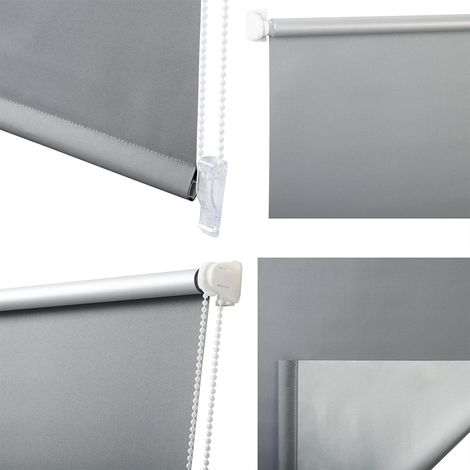 Woltu – Store enrouleur occultant 80x210cm gris – Isolant thermique 100% polyester – Fixation sans perçage – TR5700GR13