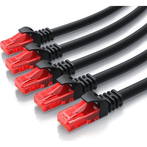 CSL 5x Cat 6 Gigabit Ethernet LAN Kabel - mehrfach geschirmt - UTP Gigabit - 1000 Mbit/s - Patchkabel - Netzwerkkabel - 0,5m