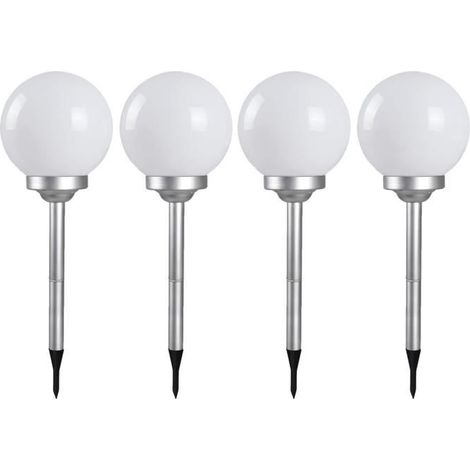 Boule lumineuse solaire - JUANIO - Lot de 4 - Ø25 x H67 cm - LED intégrée - 8h autonomie