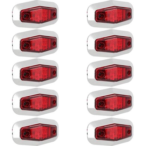 10 Feux Rouges 2 LED pour Camion, Lampe de Gabarit latérale, Indicateur de Signalisation, Feu de Position (1/5)
