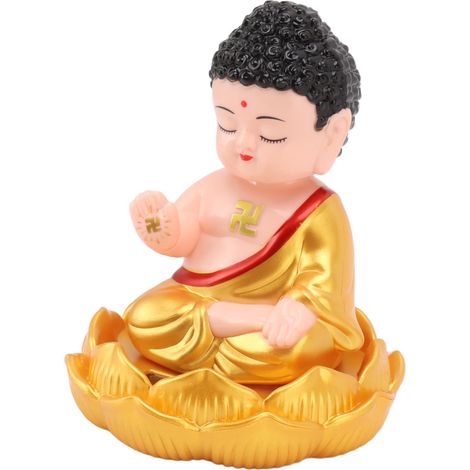Ornement de Bouddha à énergie solaire, détecteur de mouvement automatique, décoration Bouddha pour la maison, la voiture, le bureau, vêtements dorés (1/5)