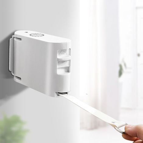 White Retractable Clothesline, 1 to 2 Clothes Line Winder with 4.2M Laundry Holes for Indoor and Out (1/5)