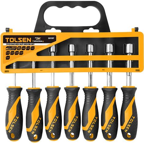 Set 7 pcs llaves de tubo con mango cr-v, acero, agarre cómodo, blíster TOLSEN