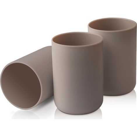 3er-Set Becher, lebensmittelechter Kunststoff, glatter Rand, braune Farbe, fürs Badezimmer (1/5)